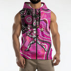 Sydney Sixers Sleeveless Zip Hoodie Indigenous Dot Art Superhero Batter Tribal Pattern