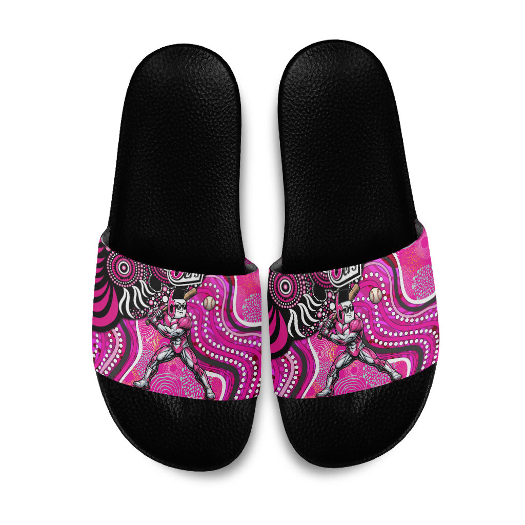 Sydney Sixers Slide Sandals Indigenous Dot Art Superhero Batter Tribal Pattern