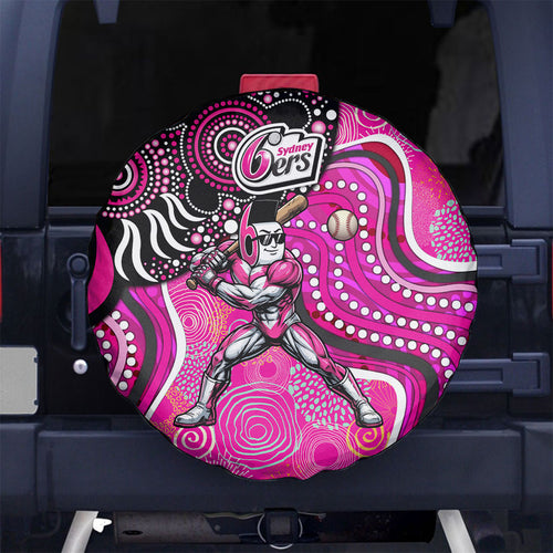 Sydney Sixers Spare Tire Cover Indigenous Dot Art Superhero Batter Tribal Pattern