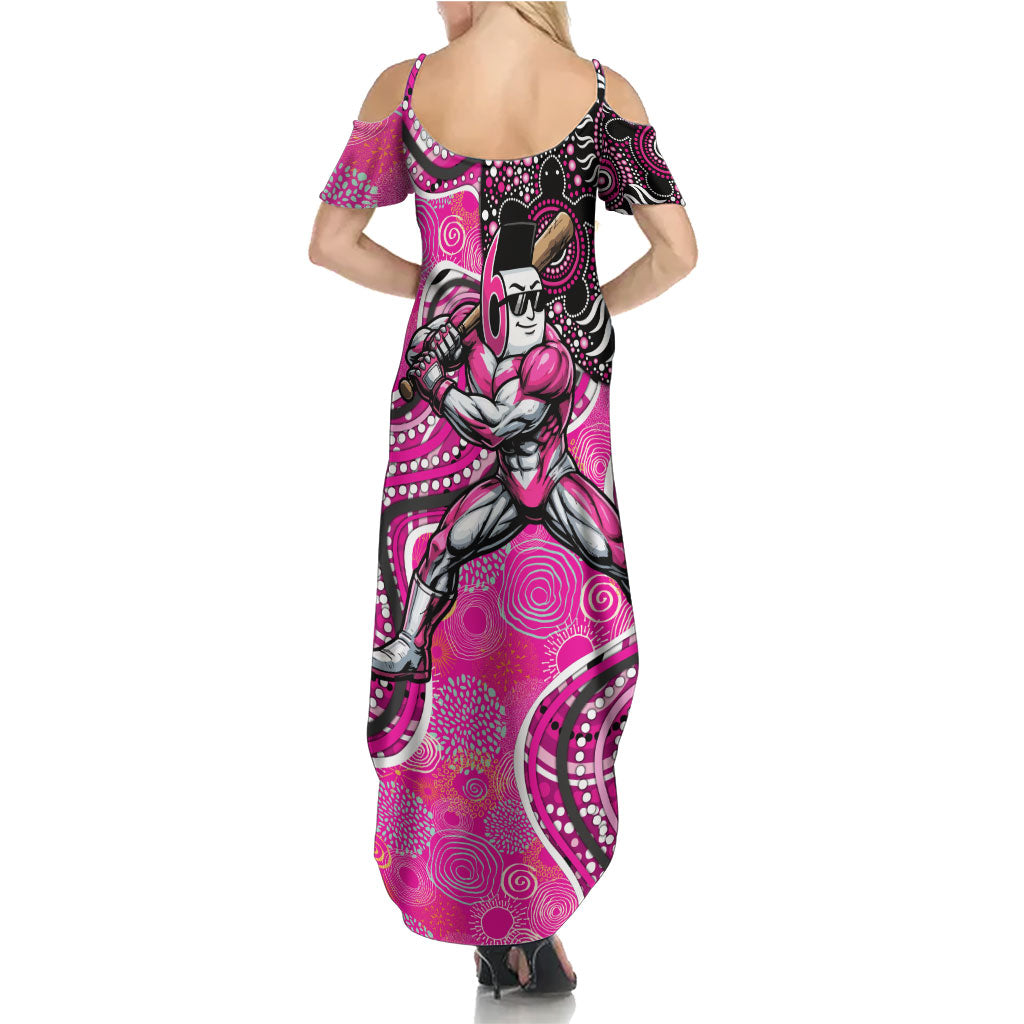 Sydney Sixers Summer Maxi Dress Indigenous Dot Art Superhero Batter Tribal Pattern