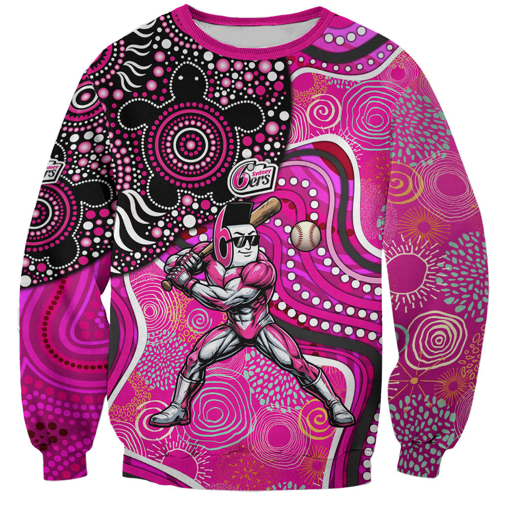 Sydney Sixers Sweatshirt Indigenous Dot Art Superhero Batter Tribal Pattern