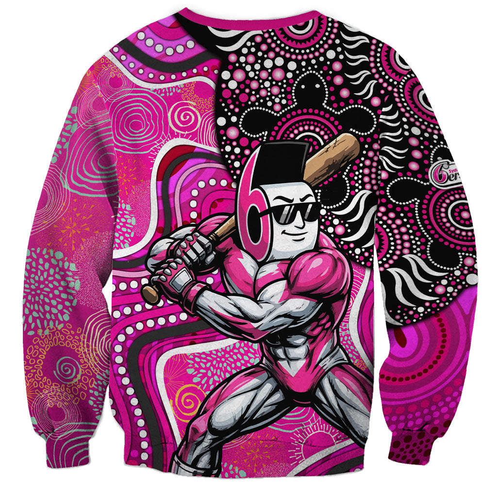 Sydney Sixers Sweatshirt Indigenous Dot Art Superhero Batter Tribal Pattern
