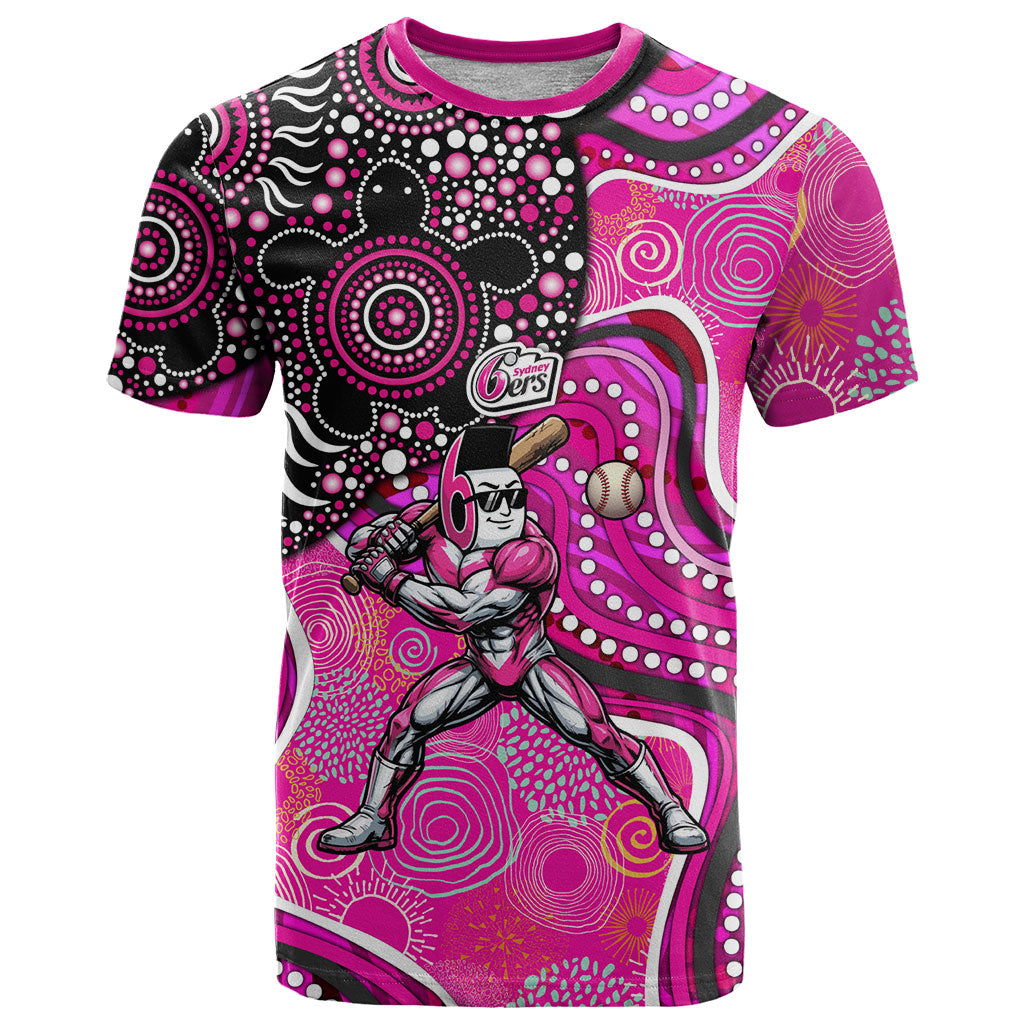 Sydney Sixers T Shirt Indigenous Dot Art Superhero Batter Tribal Pattern
