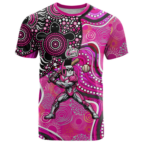 Sydney Sixers T Shirt Indigenous Dot Art Superhero Batter Tribal Pattern