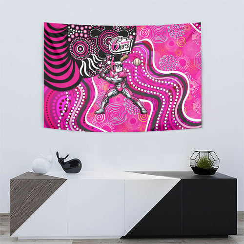Sydney Sixers Tapestry Indigenous Dot Art Superhero Batter Tribal Pattern