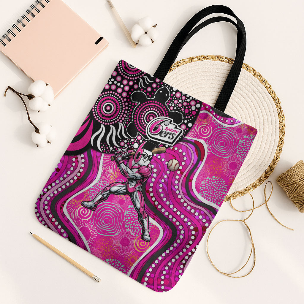 Sydney Sixers Tote Bag Indigenous Dot Art Superhero Batter Tribal Pattern