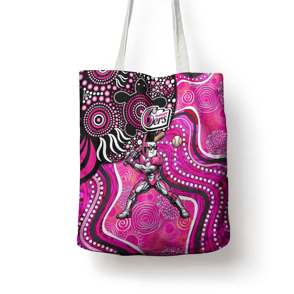 Sydney Sixers Tote Bag Indigenous Dot Art Superhero Batter Tribal Pattern