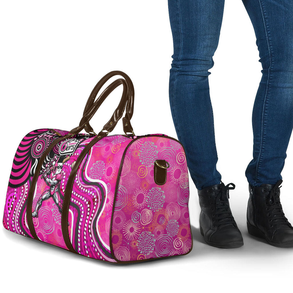 Sydney Sixers Travel Bag Indigenous Dot Art Superhero Batter Tribal Pattern
