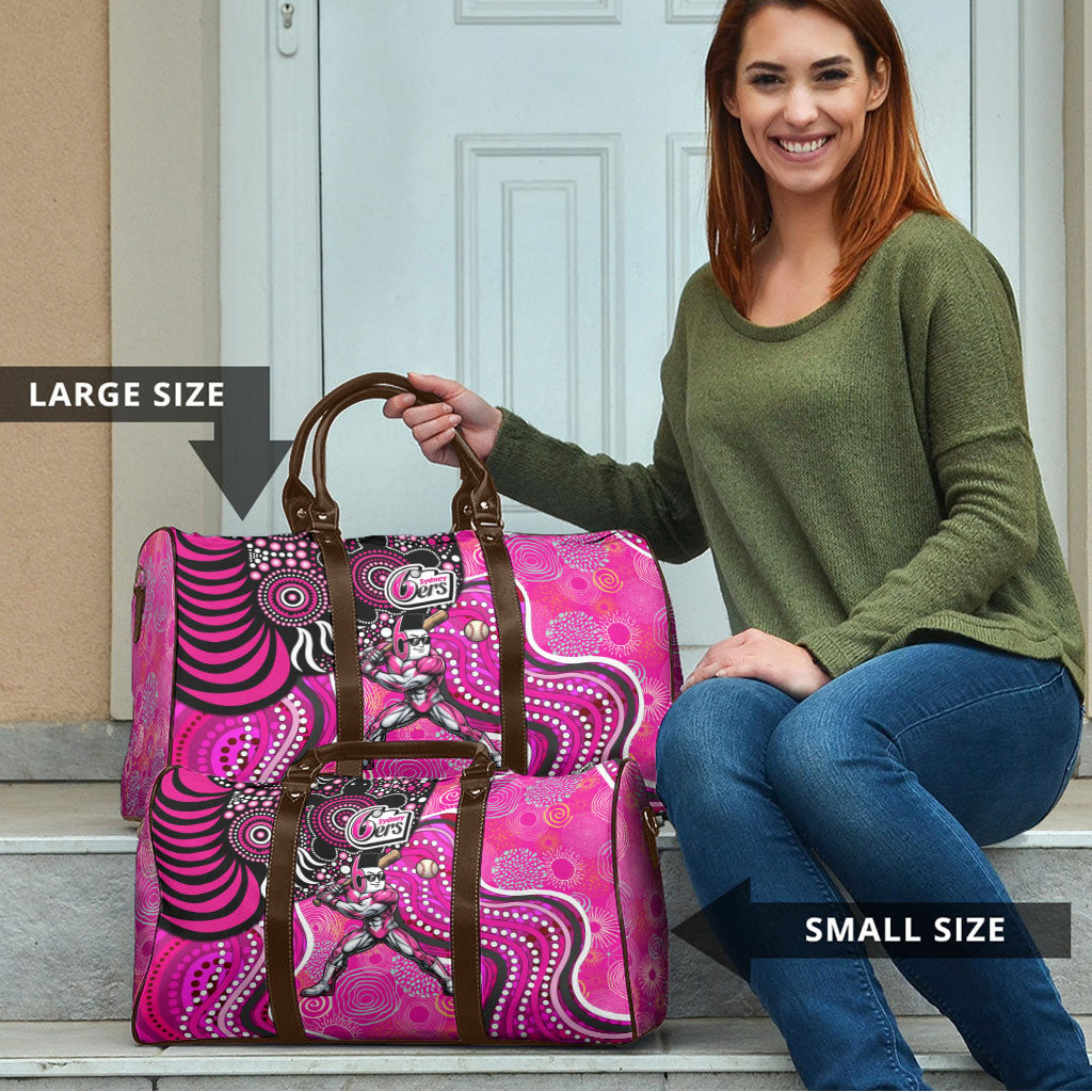 Sydney Sixers Travel Bag Indigenous Dot Art Superhero Batter Tribal Pattern