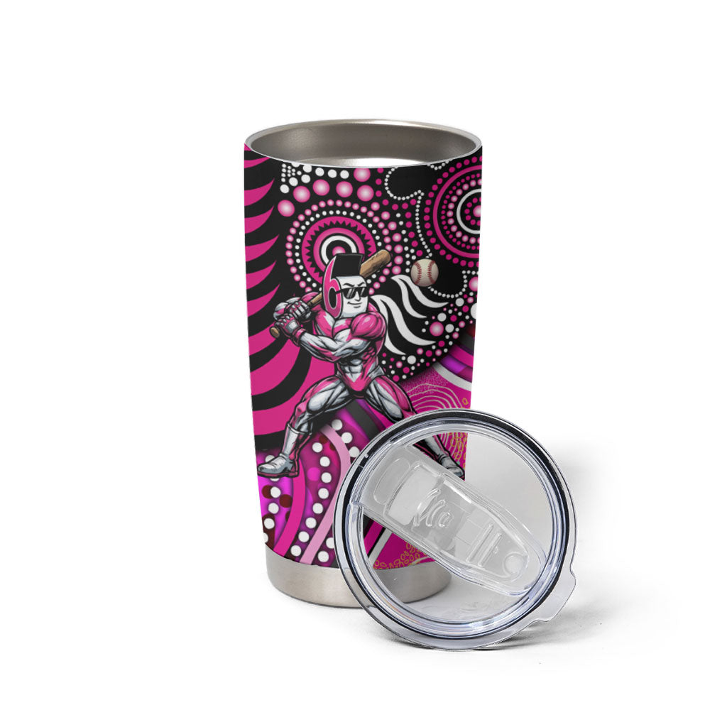 Sydney Sixers Tumbler Cup Indigenous Dot Art Superhero Batter Tribal Pattern