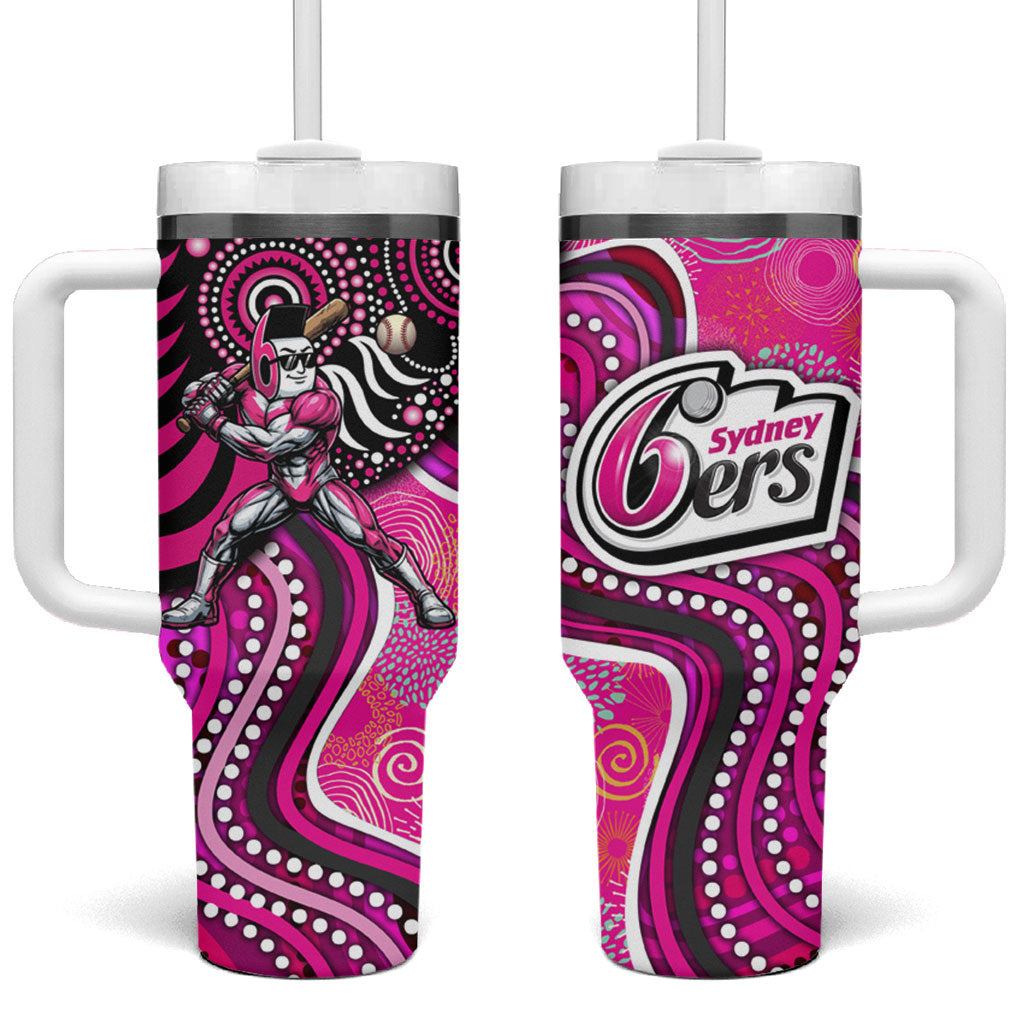 Sydney Sixers Tumbler With Handle Indigenous Dot Art Superhero Batter Tribal Pattern