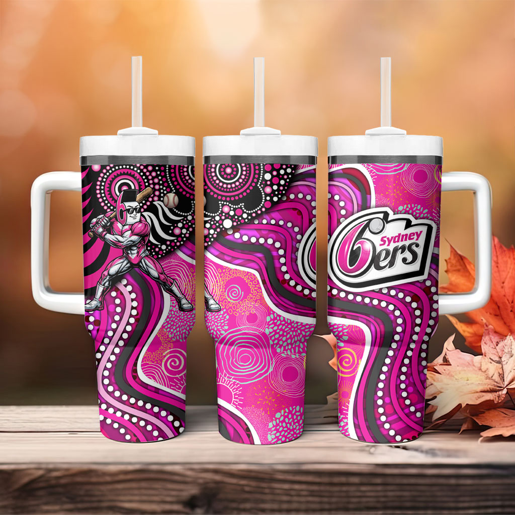 Sydney Sixers Tumbler With Handle Indigenous Dot Art Superhero Batter Tribal Pattern