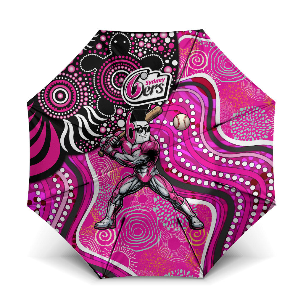 Sydney Sixers Umbrella Indigenous Dot Art Superhero Batter Tribal Pattern