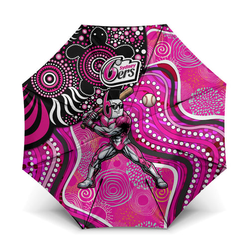 Sydney Sixers Umbrella Indigenous Dot Art Superhero Batter Tribal Pattern