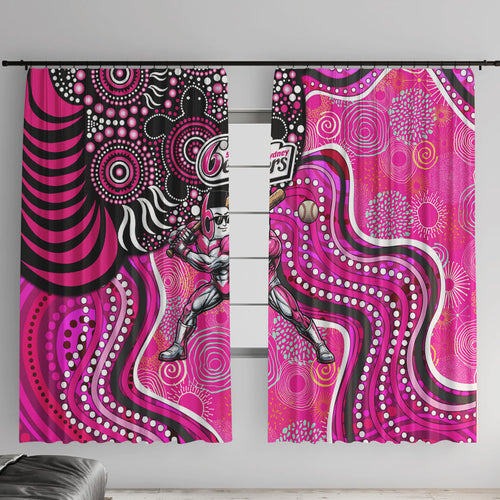 Sydney Sixers Window Curtain Indigenous Dot Art Superhero Batter Tribal Pattern