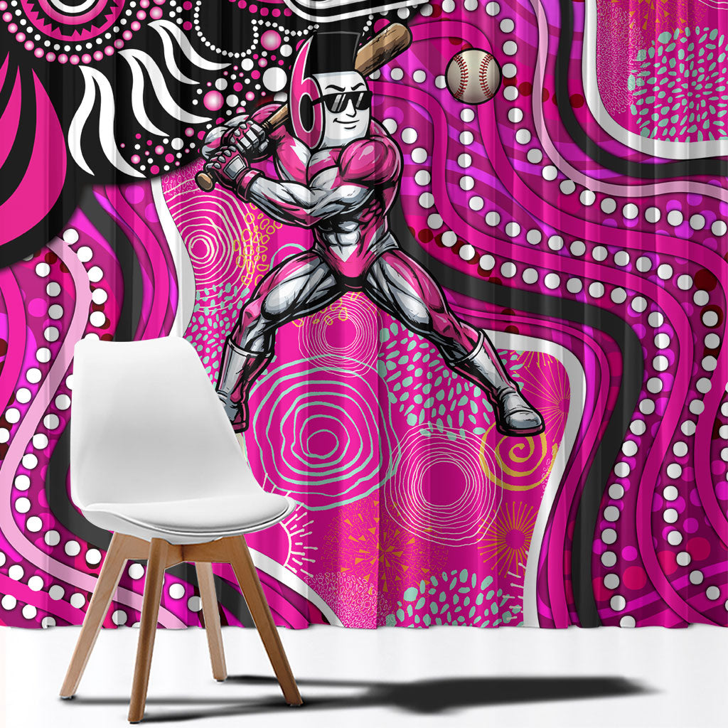 Sydney Sixers Window Curtain Indigenous Dot Art Superhero Batter Tribal Pattern
