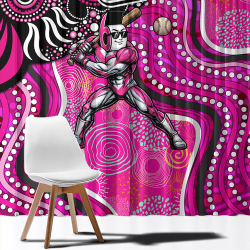 Sydney Sixers Window Curtain Indigenous Dot Art Superhero Batter Tribal Pattern