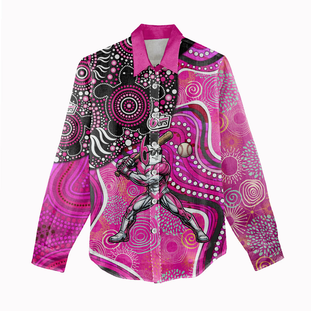 Sydney Sixers Women Casual Shirt Indigenous Dot Art Superhero Batter Tribal Pattern