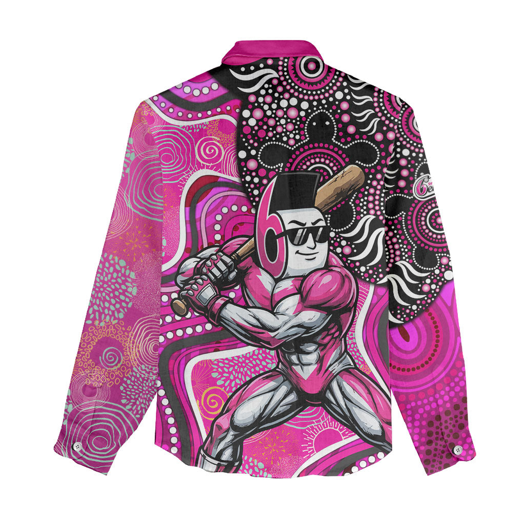 Sydney Sixers Women Casual Shirt Indigenous Dot Art Superhero Batter Tribal Pattern