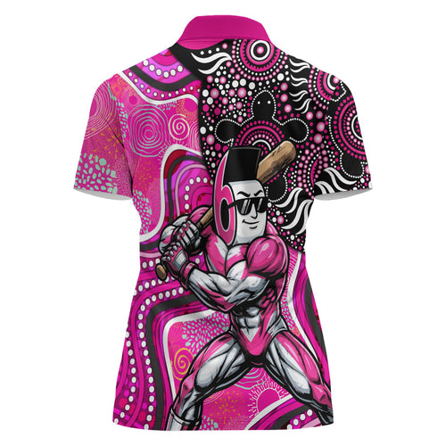 Sydney Sixers Women Polo Shirt Indigenous Dot Art Superhero Batter Tribal Pattern
