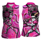 Sydney Sixers Women Sleeveless Polo Shirt Indigenous Dot Art Superhero Batter Tribal Pattern