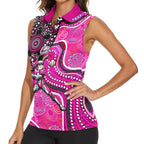 Sydney Sixers Women Sleeveless Polo Shirt Indigenous Dot Art Superhero Batter Tribal Pattern