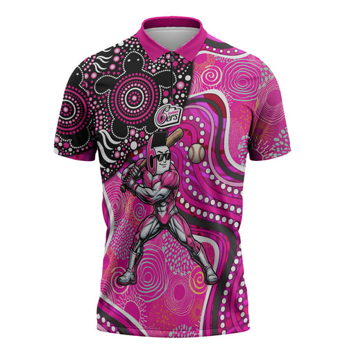 Sydney Sixers Zipper Polo Shirt Indigenous Dot Art Superhero Batter Tribal Pattern