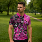Sydney Sixers Zipper Polo Shirt Indigenous Dot Art Superhero Batter Tribal Pattern