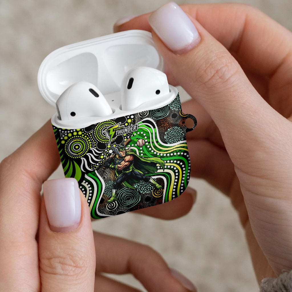 Sydney Thunder AirPods Case Indigenous Dot Art Superhero Batter Tribal Pattern