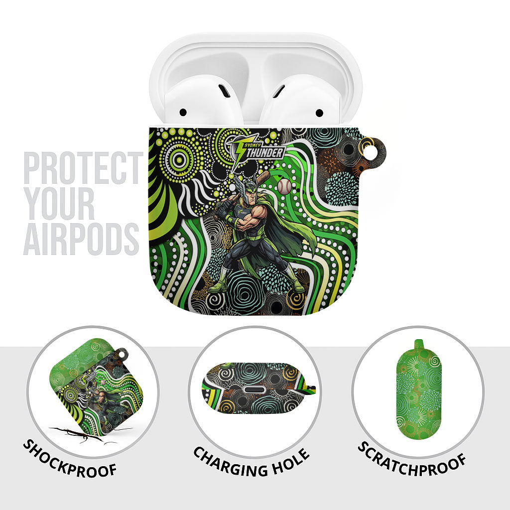 Sydney Thunder AirPods Case Indigenous Dot Art Superhero Batter Tribal Pattern
