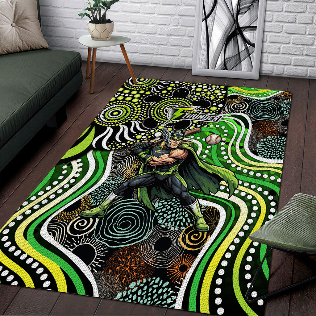 Sydney Thunder Area Rug Indigenous Dot Art Superhero Batter Tribal Pattern