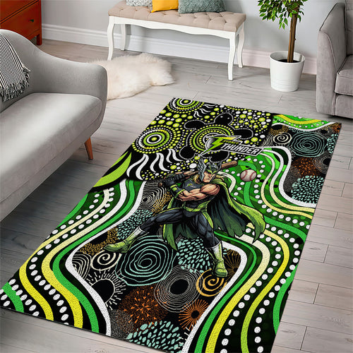 Sydney Thunder Area Rug Indigenous Dot Art Superhero Batter Tribal Pattern