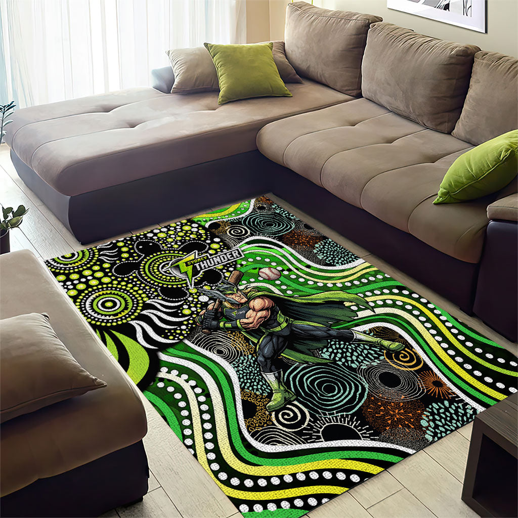 Sydney Thunder Area Rug Indigenous Dot Art Superhero Batter Tribal Pattern