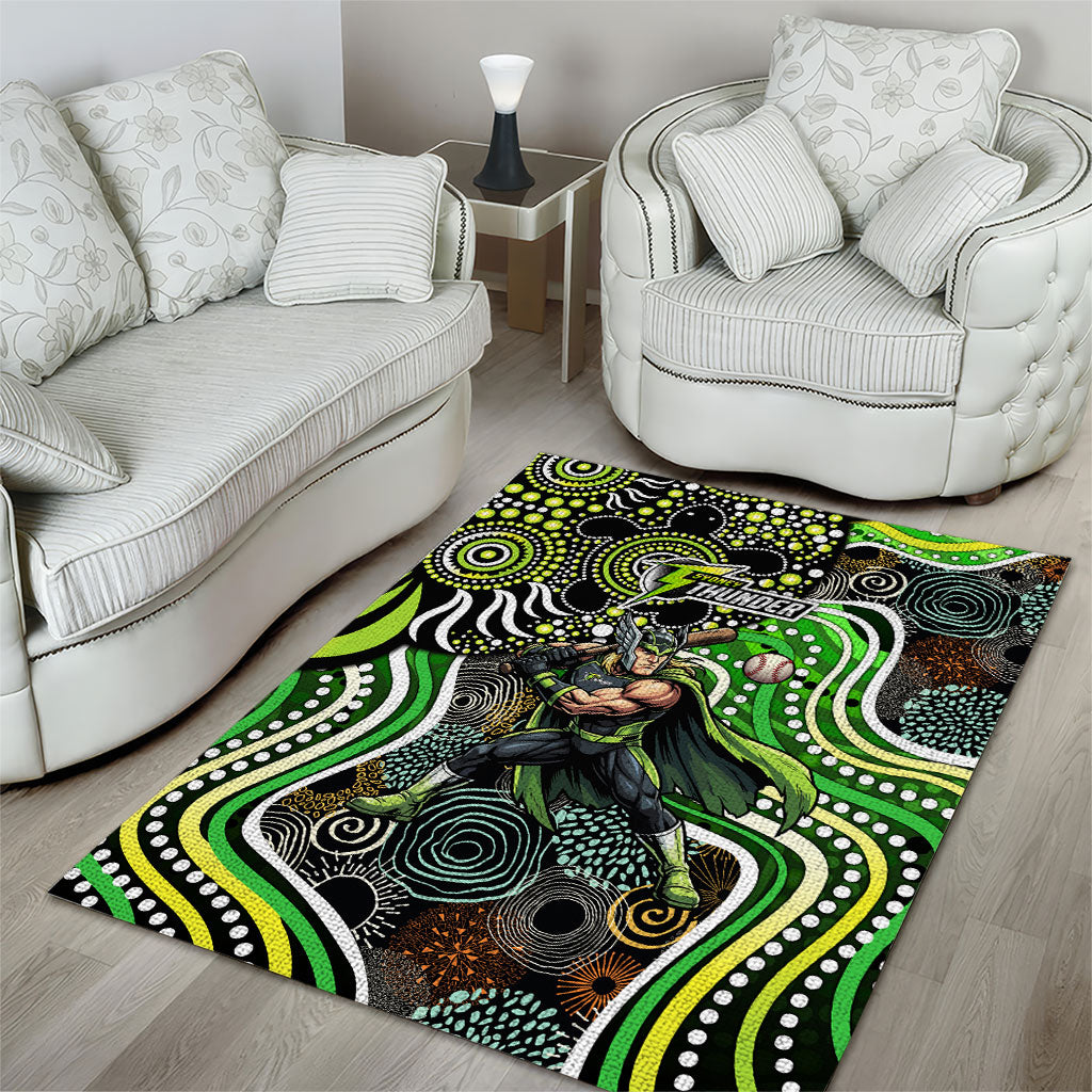 Sydney Thunder Area Rug Indigenous Dot Art Superhero Batter Tribal Pattern