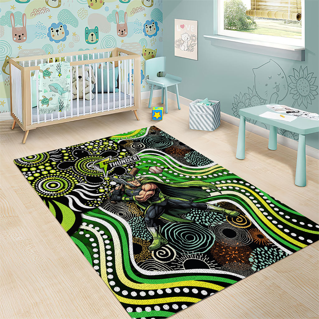 Sydney Thunder Area Rug Indigenous Dot Art Superhero Batter Tribal Pattern