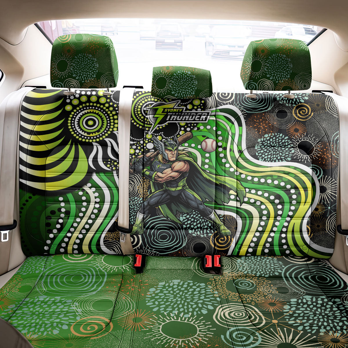 Sydney Thunder Back Car Seat Cover Indigenous Dot Art Superhero Batter Tribal Pattern