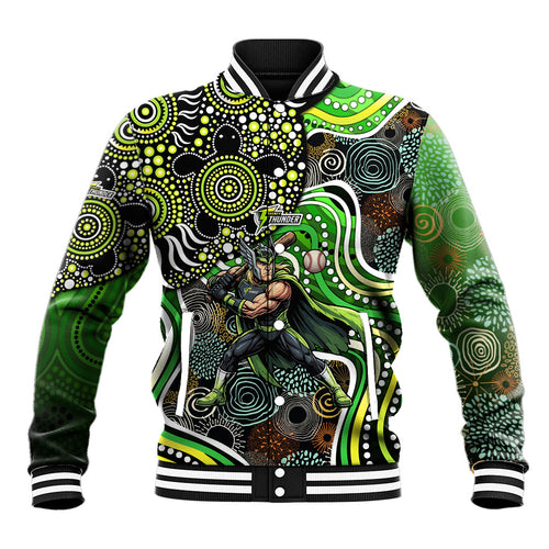 Sydney Thunder Baseball Jacket Indigenous Dot Art Superhero Batter Tribal Pattern