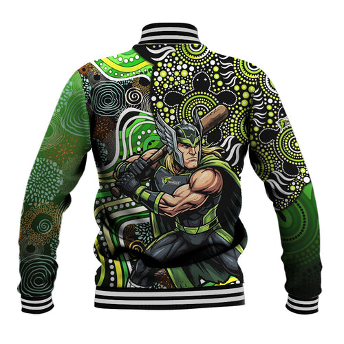 Sydney Thunder Baseball Jacket Indigenous Dot Art Superhero Batter Tribal Pattern