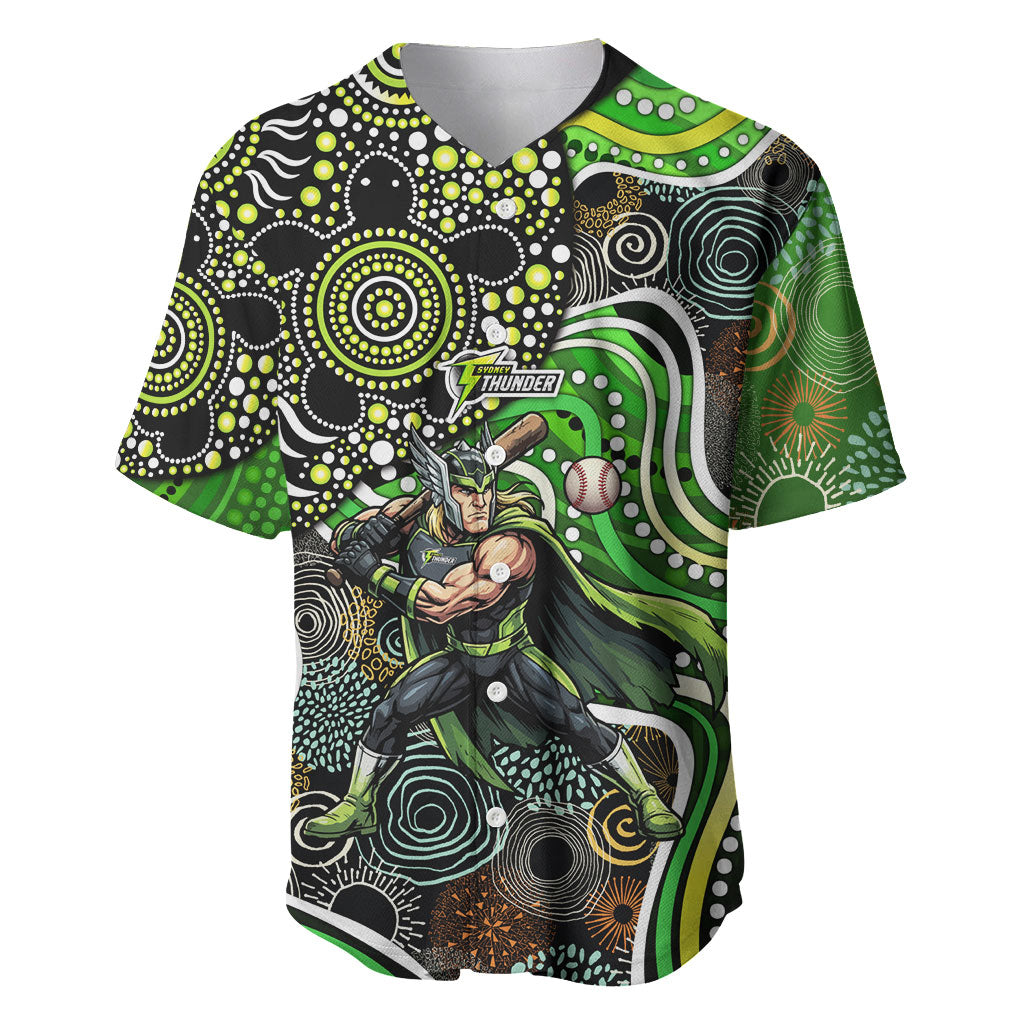 Sydney Thunder Baseball Jersey Indigenous Dot Art Superhero Batter Tribal Pattern