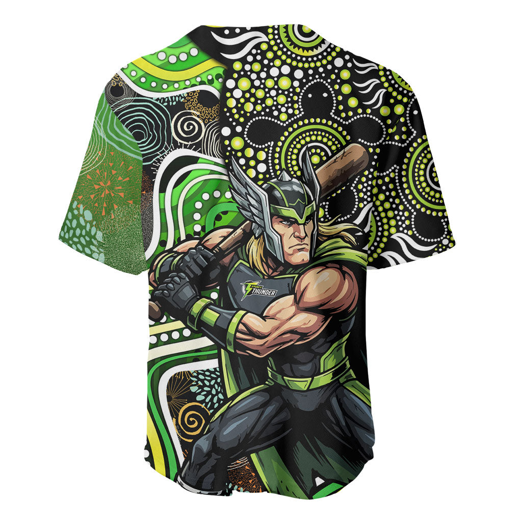 Sydney Thunder Baseball Jersey Indigenous Dot Art Superhero Batter Tribal Pattern