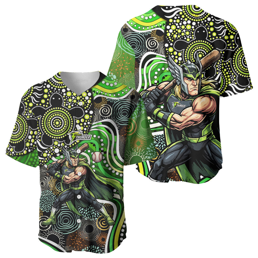 Sydney Thunder Baseball Jersey Indigenous Dot Art Superhero Batter Tribal Pattern