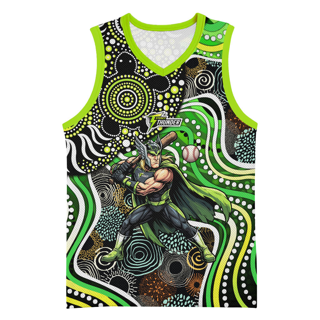 Sydney Thunder Basketball Jersey Indigenous Dot Art Superhero Batter Tribal Pattern