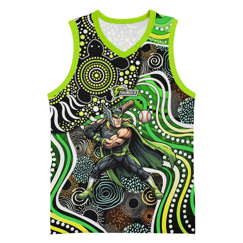Sydney Thunder Basketball Jersey Indigenous Dot Art Superhero Batter Tribal Pattern