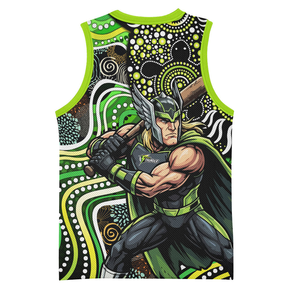 Sydney Thunder Basketball Jersey Indigenous Dot Art Superhero Batter Tribal Pattern