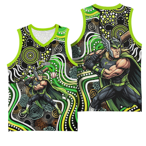 Sydney Thunder Basketball Jersey Indigenous Dot Art Superhero Batter Tribal Pattern