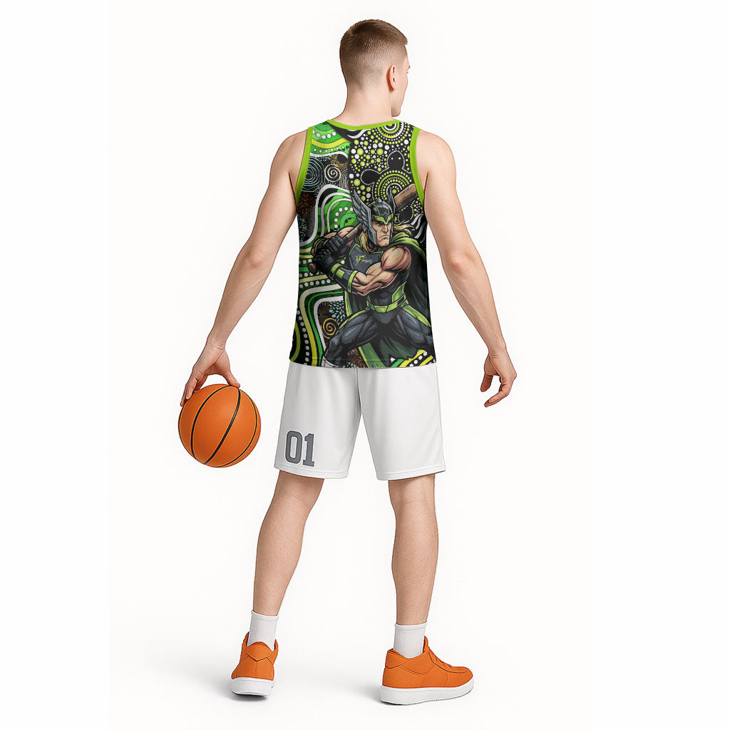 Sydney Thunder Basketball Jersey Indigenous Dot Art Superhero Batter Tribal Pattern