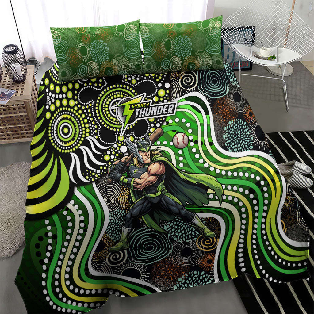 Sydney Thunder Bedding Set Indigenous Dot Art Superhero Batter Tribal Pattern