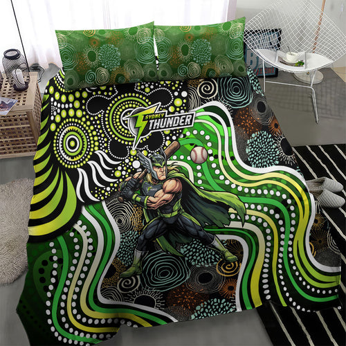 Sydney Thunder Bedding Set Indigenous Dot Art Superhero Batter Tribal Pattern