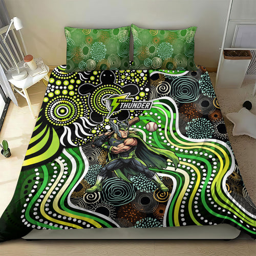 Sydney Thunder Bedding Set Indigenous Dot Art Superhero Batter Tribal Pattern