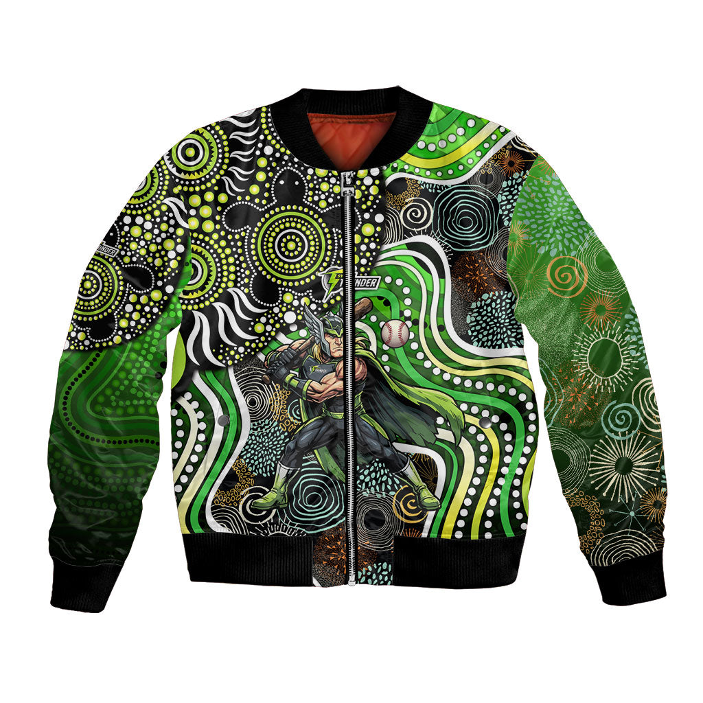 Sydney Thunder Bomber Jacket Indigenous Dot Art Superhero Batter Tribal Pattern